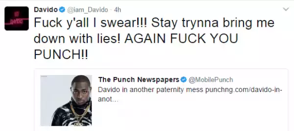 Davido Rants On Twitter, Threatens To Sue Punch